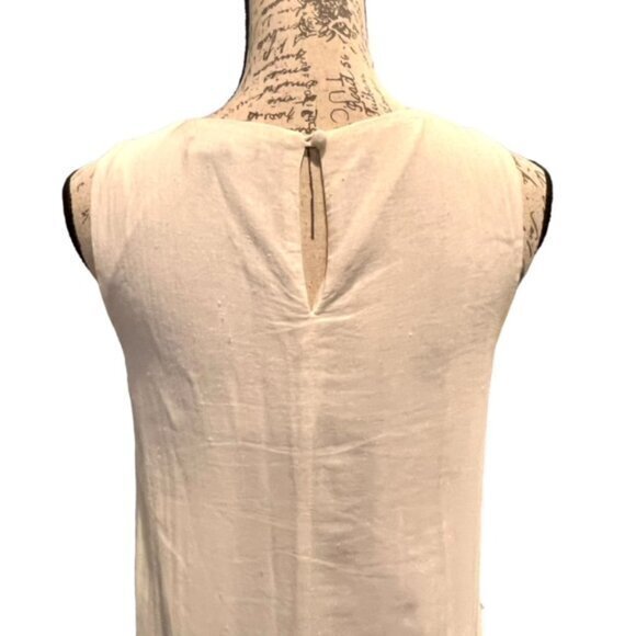 C. Puce Sleeveless Lined Dress Linen Blend Red Embroidered Trim BOHO Summer EUC - Picture 10 of 16